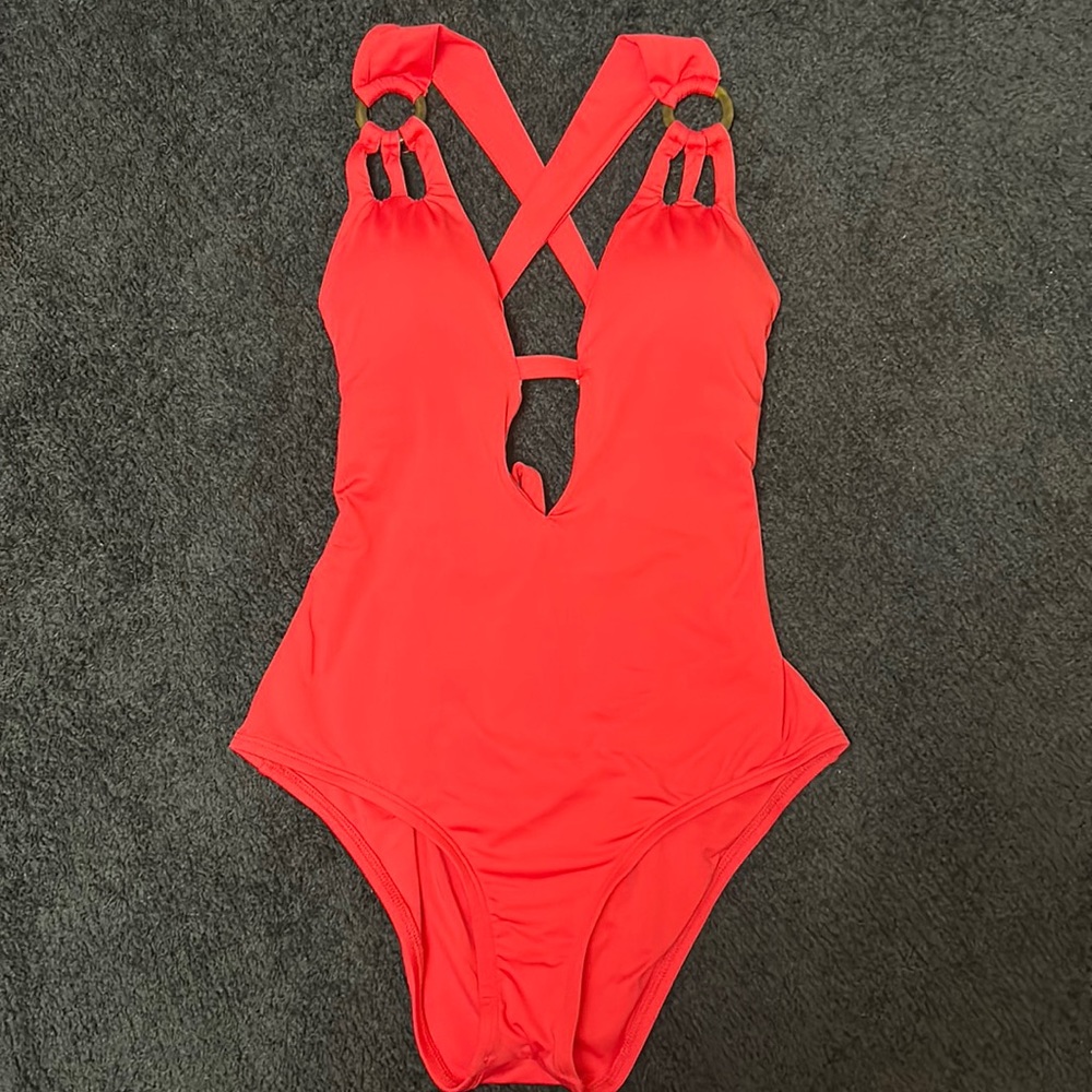 Plunge one piece swimsuit